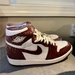 Air Jordan High-Top Sneakers in Red and White